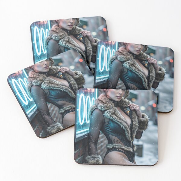 Item preview, Cyberpunk Brunette in Fur Lined Bodysuit in Snow designed and sold by CathryneDelamort.