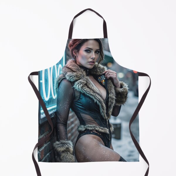 Item preview, Cyberpunk Brunette in Fur Lined Bodysuit in Snow designed and sold by CathryneDelamort.