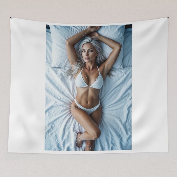 Item preview, Silver hair beauty in white bikini with snow designed and sold by CathryneDelamort.