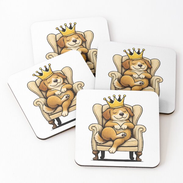 Item preview, King Dog Sitting on Throne – Cute Royal Puppy Illustration designed and sold by Senkov.