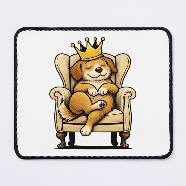 Item preview, King Dog Sitting on Throne – Cute Royal Puppy Illustration designed and sold by Senkov.