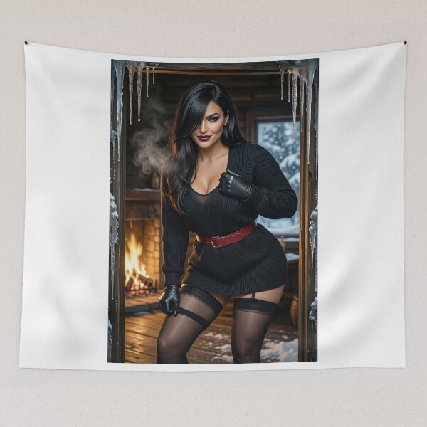 Item preview, Cassandra snow cabin hearth black sweater designed and sold by CathryneDelamort.