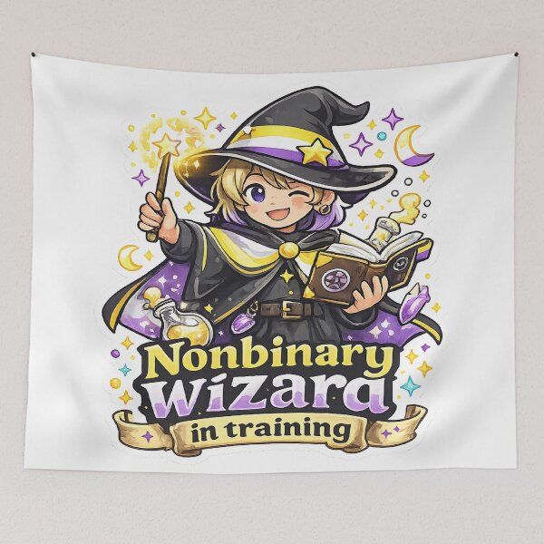 Item preview, Nonbinary Wizard in Training: Cute Magical Pride designed and sold by rainbowgremlin.