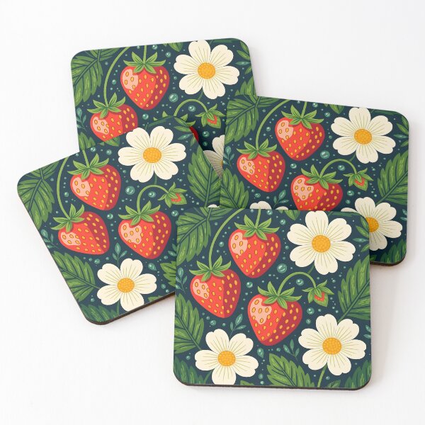 Item preview, Strawberries and strawberry flowers covered in water droplets. designed and sold by Ponted.