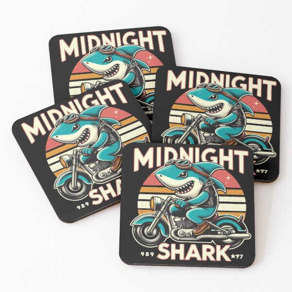 Item preview, Midnight Shark: Retro Vintage Motorcycle Biker Shark designed and sold by Zoo-Moo.