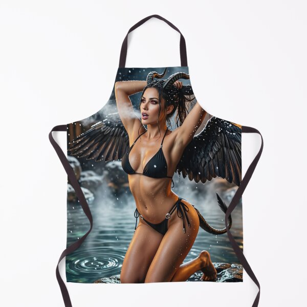 Item preview, Horned Succubus in Black Bikini Amidst Winter Snow designed and sold by CathryneDelamort.