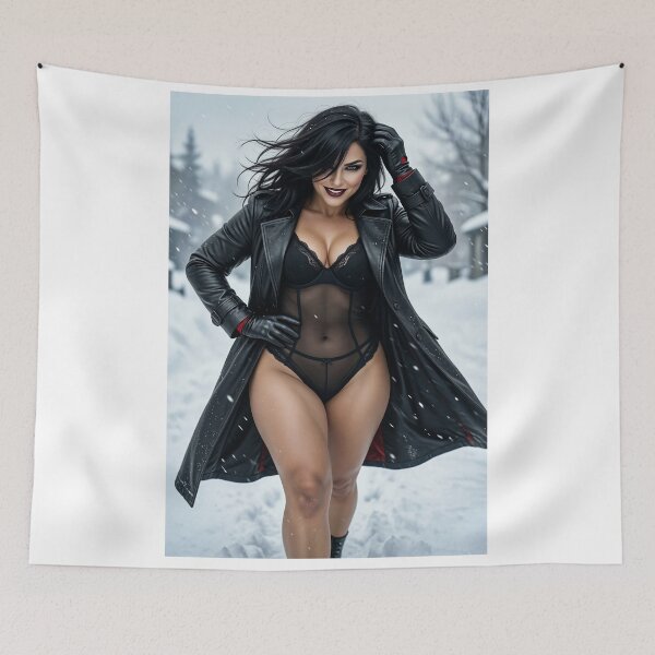 Item preview, Cassandra in Black Bodysuit and Trenchcoat Snow designed and sold by CathryneDelamort.
