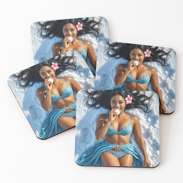 Item preview, Shanti smiling in blue bikini on winter snow designed and sold by CathryneDelamort.