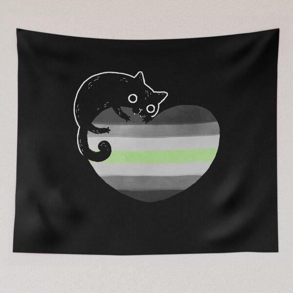 Item preview, Agender Black Cat Heart LGBT Pride Flag designed and sold by Clara Hollins.