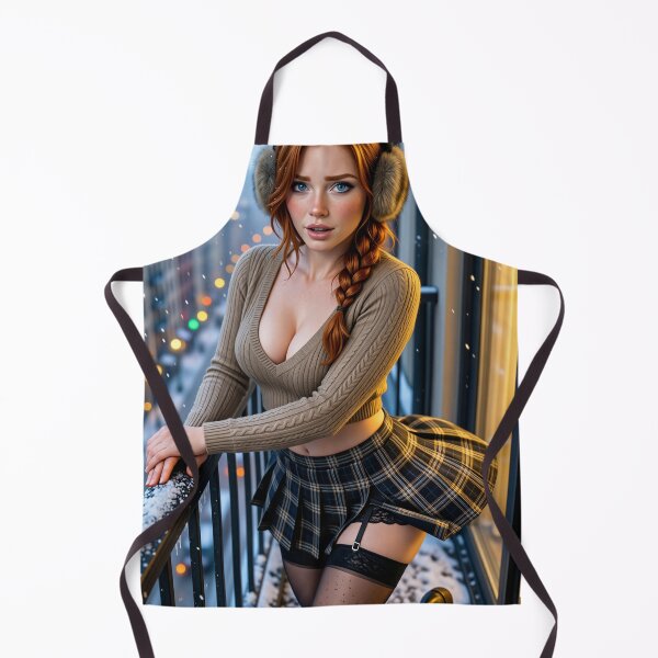Item preview, Rowan in plaid skirt on snowy city balcony designed and sold by CathryneDelamort.