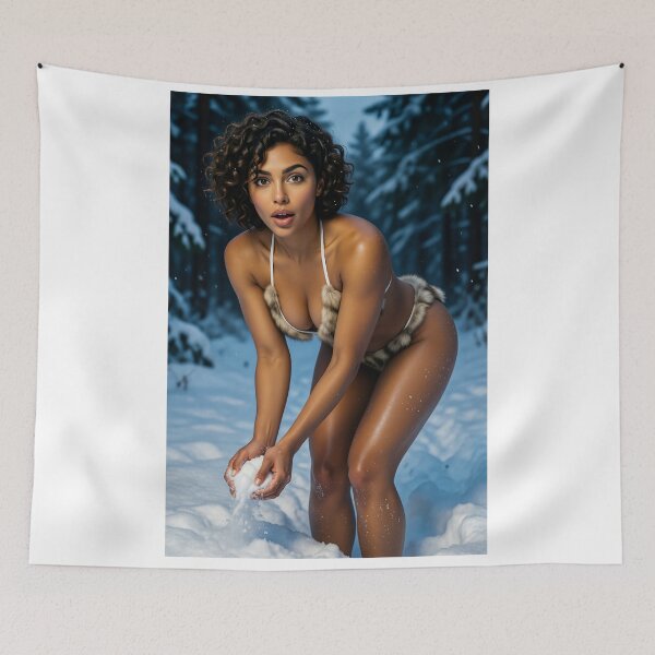 Item preview, Sarah holds fresh snow in a fur trim bikini designed and sold by CathryneDelamort.