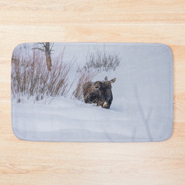 Item preview, Moose in the Snowy Grass designed and sold by SafariByMarisa.