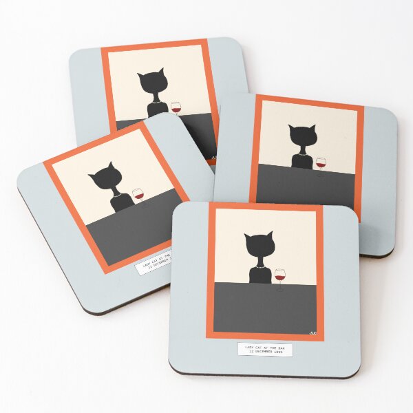 Item preview, Lady Cat at the Bar | Minimalist Mid-Century Modern Art Print designed and sold by artedesherazade.