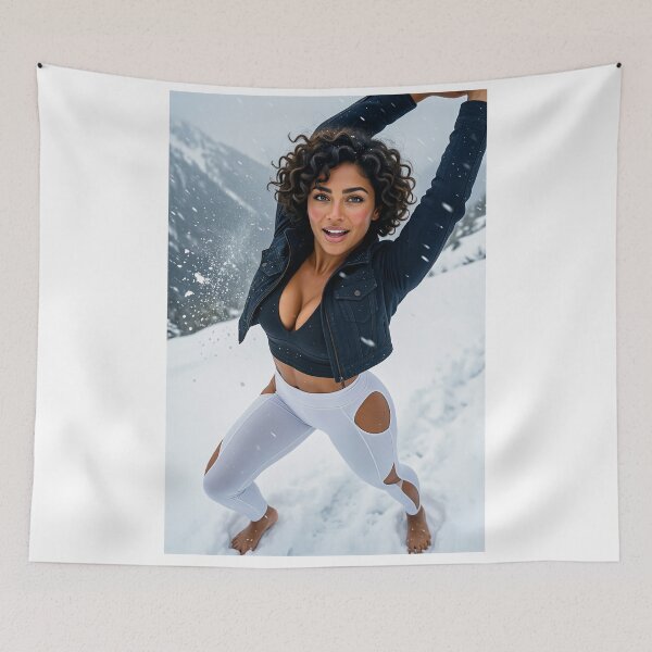 Item preview, Sarah snowy mountain fitness stretch designed and sold by CathryneDelamort.