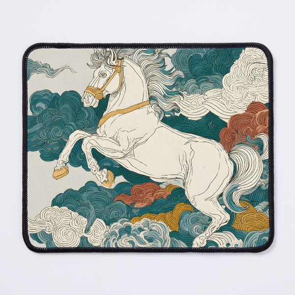 Item preview, Celestial White Horse | Oriental Mythical Clouds Illustration designed and sold by FlowNestStudio.