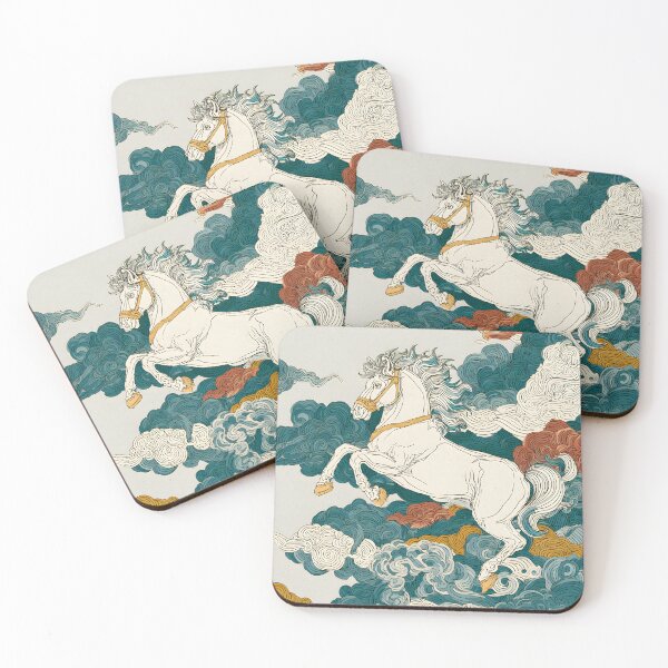 Item preview, Celestial White Horse | Oriental Mythical Clouds Illustration designed and sold by FlowNestStudio.