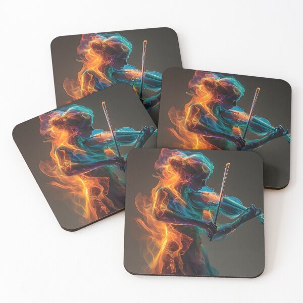 Item preview, Stunning violinist engulfed in neon flames designed and sold by dcrc.