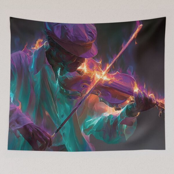 Item preview, Stunning violinist engulfed in neon flames designed and sold by dcrc.