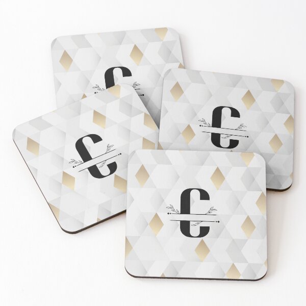 Item preview, Monogram...C... with abstract gold and grey diamond background designed and sold by CHASAcreative.