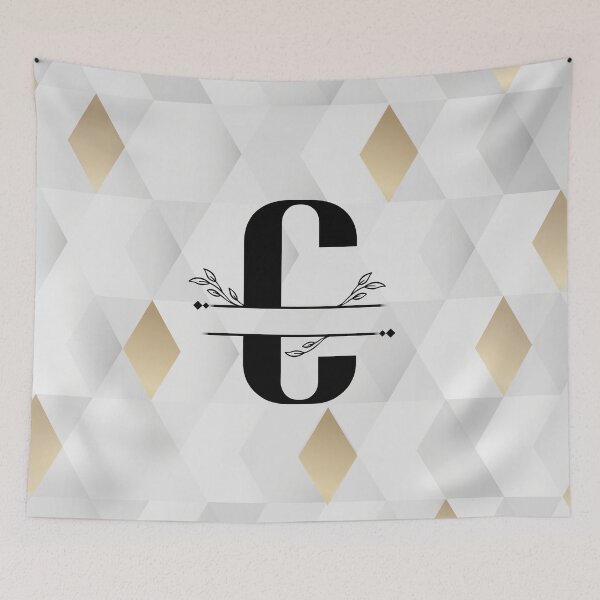 Item preview, Monogram...C... with abstract gold and grey diamond background designed and sold by CHASAcreative.