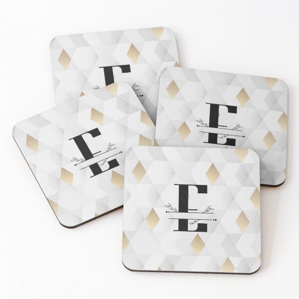 Item preview, Monogram...E...on abstract grey and gold diamond background designed and sold by CHASAcreative.