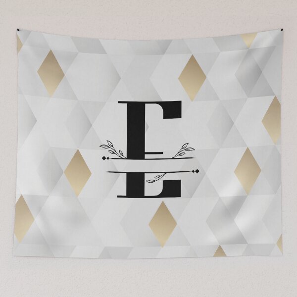 Item preview, Monogram...E...on abstract grey and gold diamond background designed and sold by CHASAcreative.