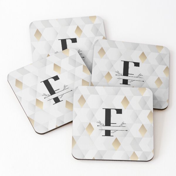 Item preview, Monogram...F... on abstract grey and gold diamond background designed and sold by CHASAcreative.