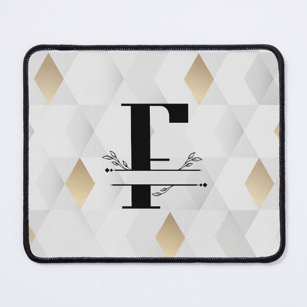 Item preview, Monogram...F... on abstract grey and gold diamond background designed and sold by CHASAcreative.