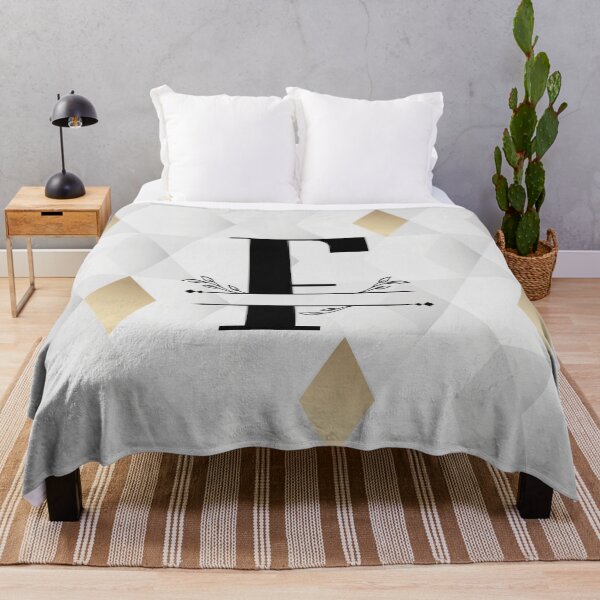 Item preview, Monogram...F... on abstract grey and gold diamond background designed and sold by CHASAcreative.