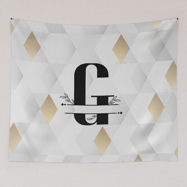 Item preview, Monogram...G... with abstract gold and grey diamond background designed and sold by CHASAcreative.
