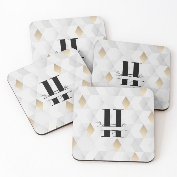 Item preview, Monogram...H...with an abstract gold and grey diamond background designed and sold by CHASAcreative.