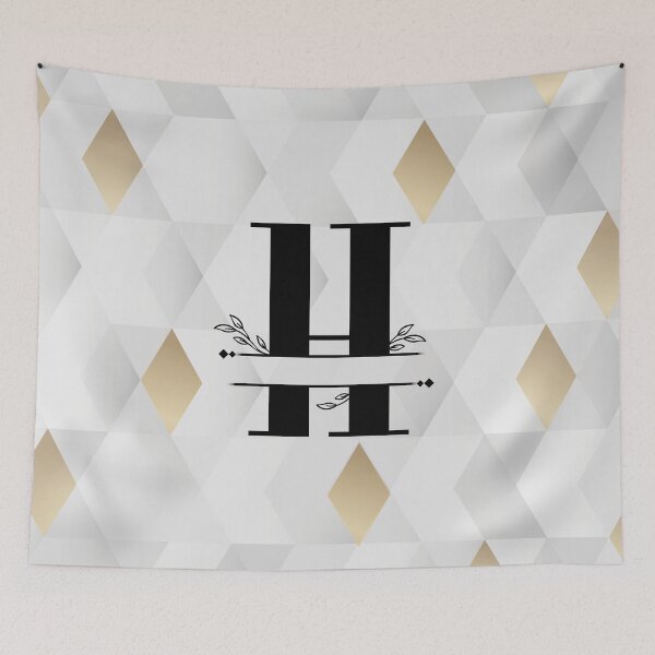Item preview, Monogram...H...with an abstract gold and grey diamond background designed and sold by CHASAcreative.