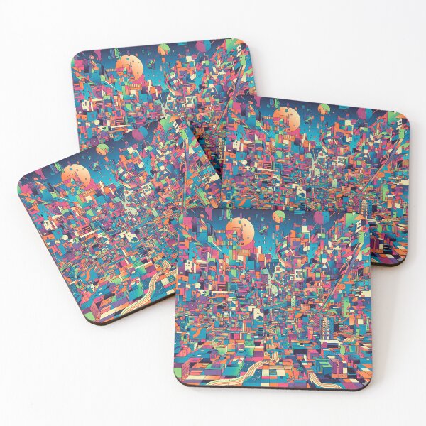 Item preview, Geometric and colorful city of the future designed and sold by Yeicoboo.