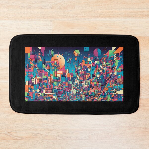 Item preview, Geometric and colorful city of the future designed and sold by Yeicoboo.