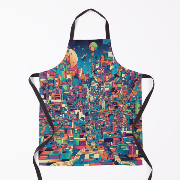 Item preview, Geometric and colorful city of the future designed and sold by Yeicoboo.