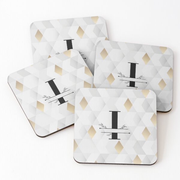 Item preview, Monogram...I... with abstract gold and grey diamond background designed and sold by CHASAcreative.