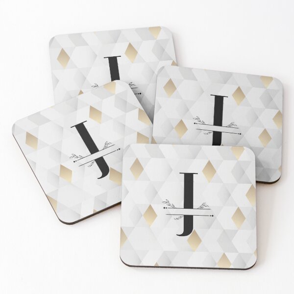 Item preview, Monogram...J... with abstract gold and grey diamond background designed and sold by CHASAcreative.