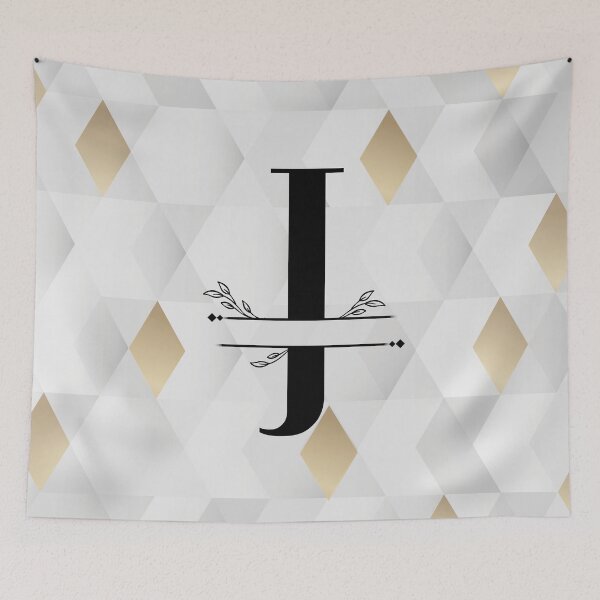 Item preview, Monogram...J... with abstract gold and grey diamond background designed and sold by CHASAcreative.