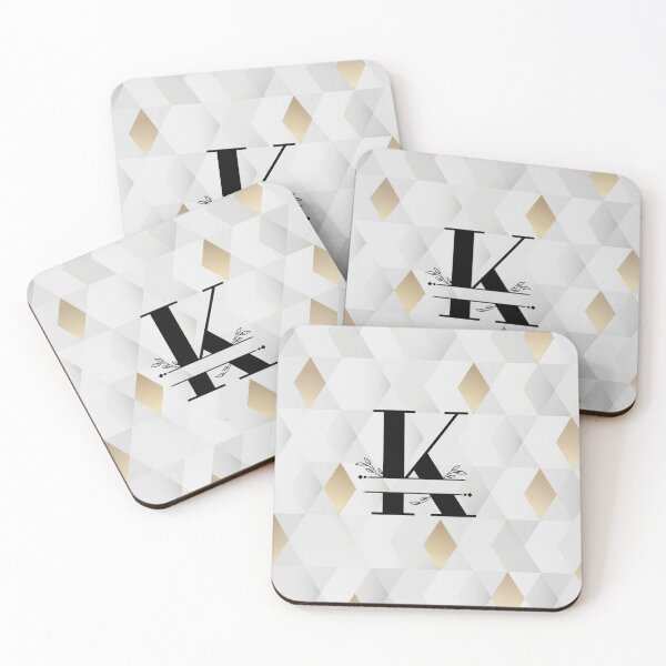 Item preview, Monogram...K... with abstract gold and grey diamond background designed and sold by CHASAcreative.