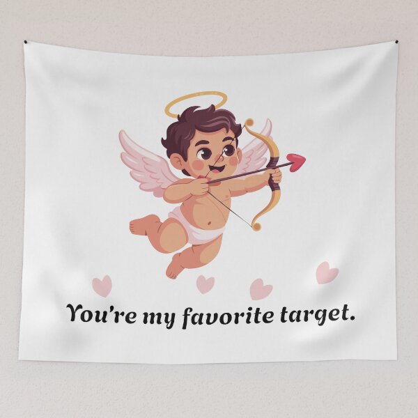 Item preview, Cute Valentine’s Day Cupid Angel with Bow & Heart Arrow – “You’re My Favorite Target” Romantic Love Quote Design designed and sold by MassiveAngle.