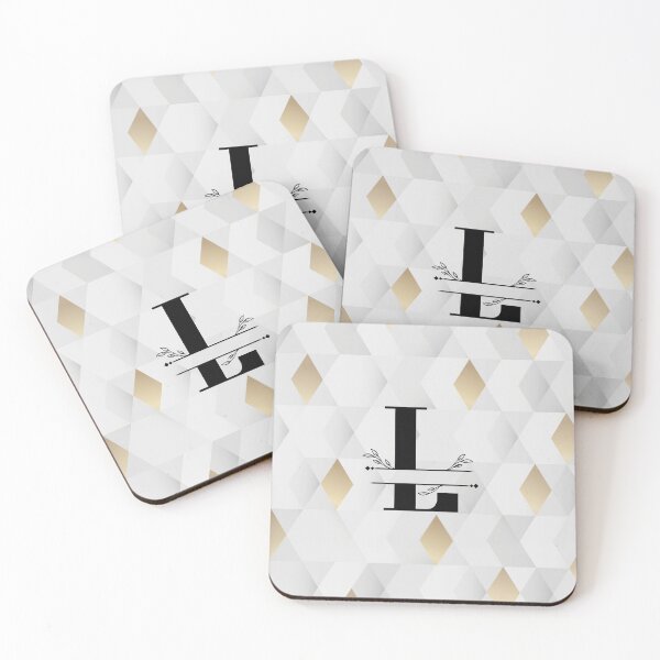 Item preview, Monogram...L... with abstract gold and grey diamond background designed and sold by CHASAcreative.
