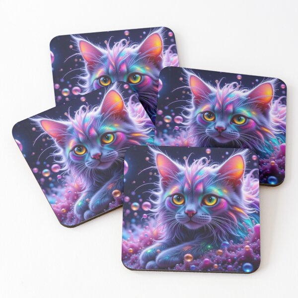 Item preview, Cosmic Rainbow Kitty Art Print – Psychedelic Neon Cat Illustration for Fantasy & Galaxy Lovers designed and sold by Whimsical Art by Angela.