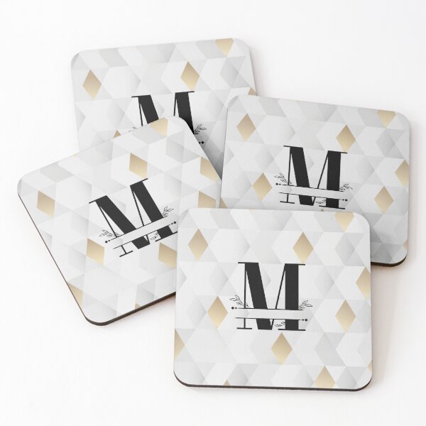 Item preview, Monogram...M... with abstract gold and grey diamond background designed and sold by CHASAcreative.