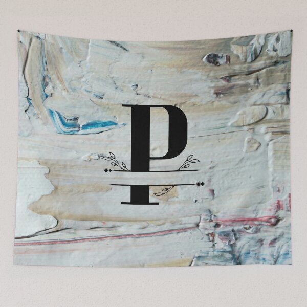Item preview, Monogram...P...on colourful textured cement/concrete wall background designed and sold by CHASAcreative.