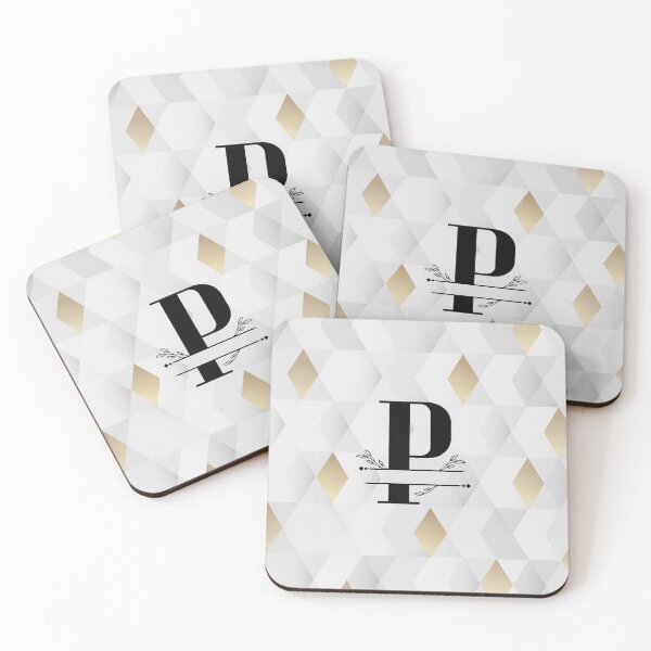 Item preview, Monogram...P... with abstract gold and grey diamond background designed and sold by CHASAcreative.