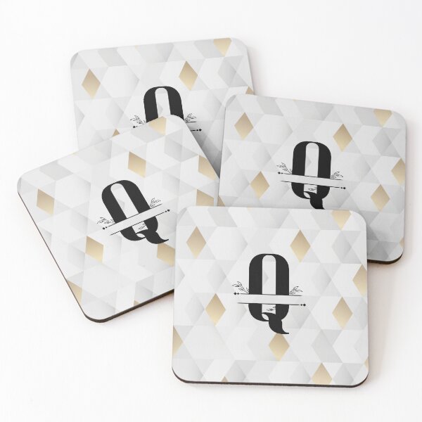 Item preview, Monogram...Q... with abstract gold and grey diamond background designed and sold by CHASAcreative.