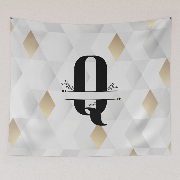 Item preview, Monogram...Q... with abstract gold and grey diamond background designed and sold by CHASAcreative.