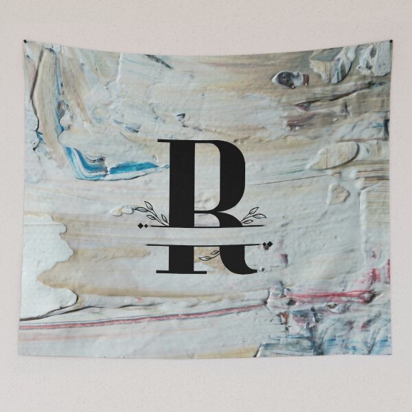 Item preview, Monogram...R... with colourful textured cement/concrete wall background designed and sold by CHASAcreative.