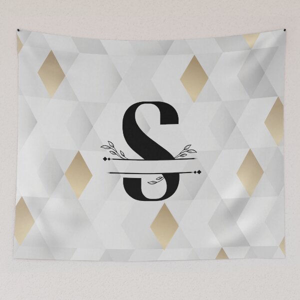 Item preview, Monogram...S... with abstract gold and grey diamond background designed and sold by CHASAcreative.