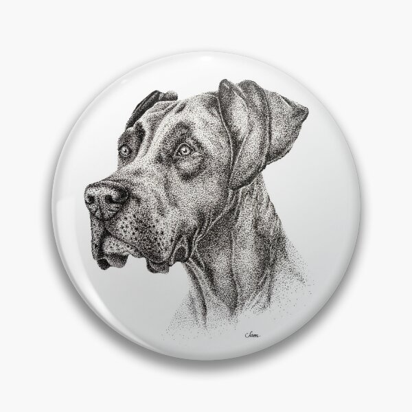 Item preview, Great Dane Dog Portrait | Black and White Realistic Dog Art designed and sold by Sam Morton - Heart Art.
